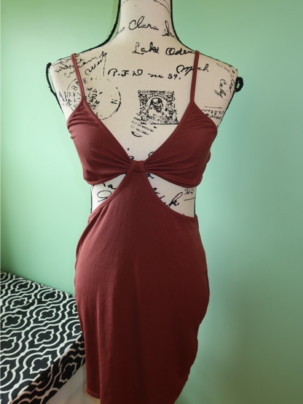 SHEIN Rust Cutout Spaghetti Strap Mini Dress